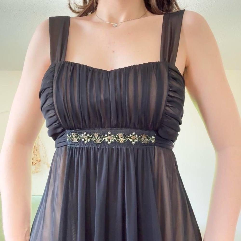 connected apparel y2k vintage Black and Beige Dress mesh size 10 sequin